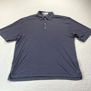 Iliac Luxury Hybrid Polo Shirt Mens XXL 2XL Blue White Striped Golf Golfer Adult